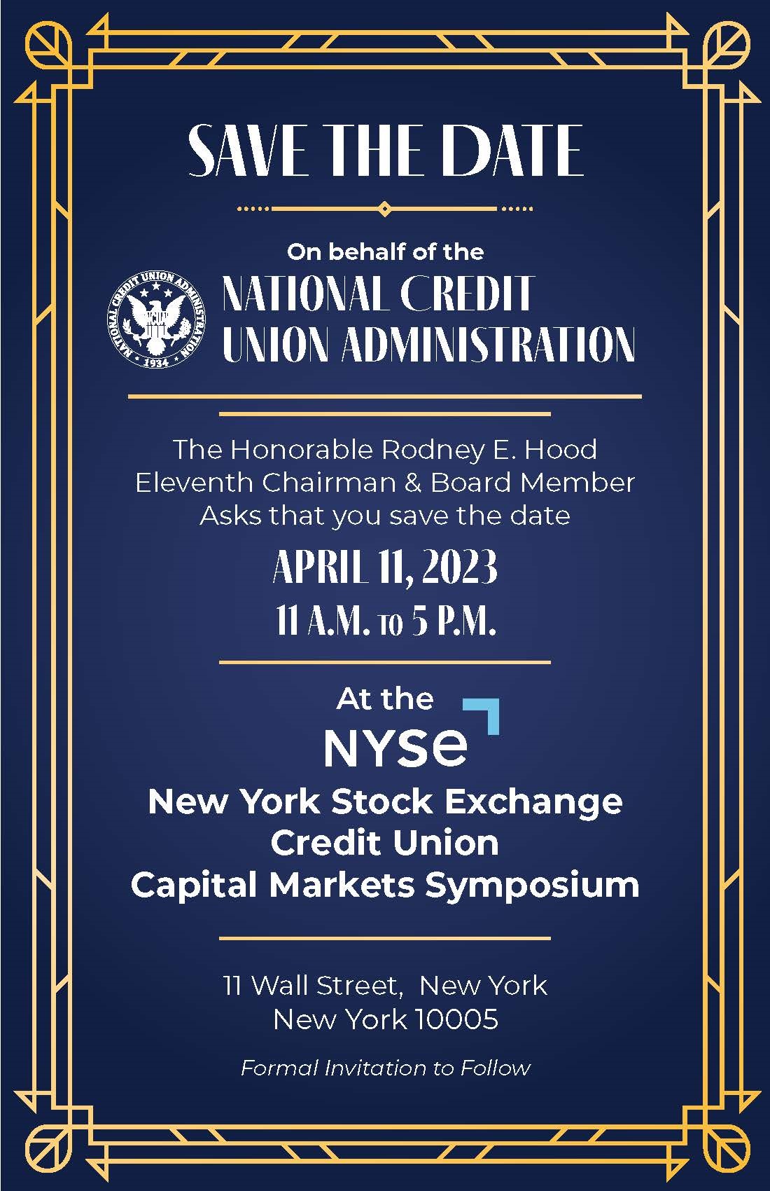 Hood, NCUA to hold capital markets summit in NYC NAFCU